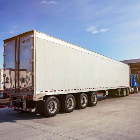 a Airsun Express branded refrigerated truck tractor trailer