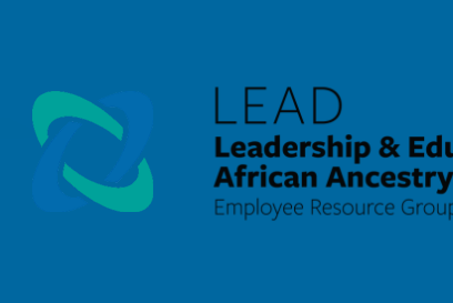 Katrina Williams smiling, LEAD logo, Leadership & Education for African Ancestry Development, Employee Resource Group banner.