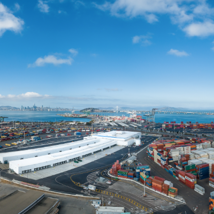 Airsun Express warehouse under a blue sky