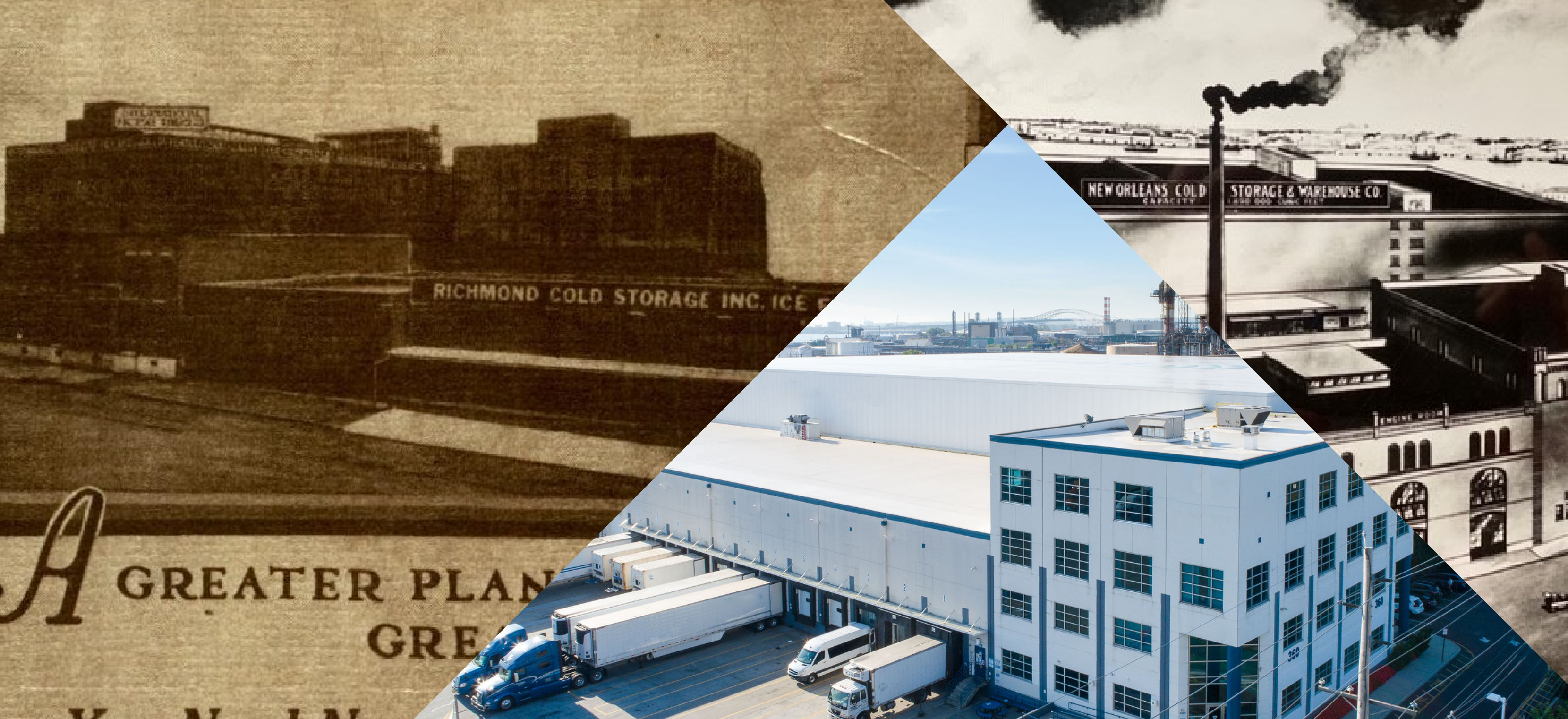 Collage of Airsun Express warehouses through the years