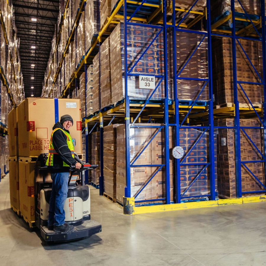 Interior of Airsun Express automated cold storage warehouse facility.