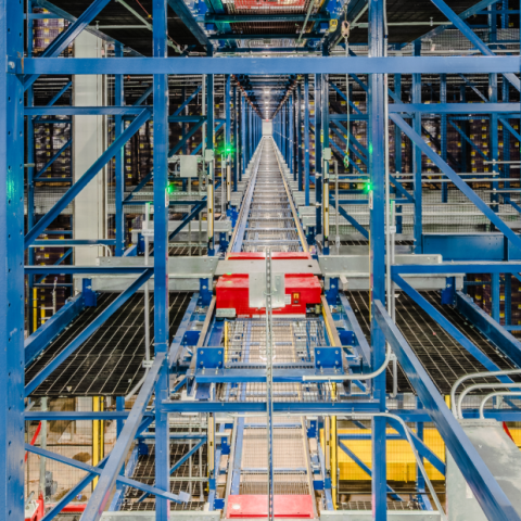 Interior photo of automated Airsun Express cold storage warehouse facility.