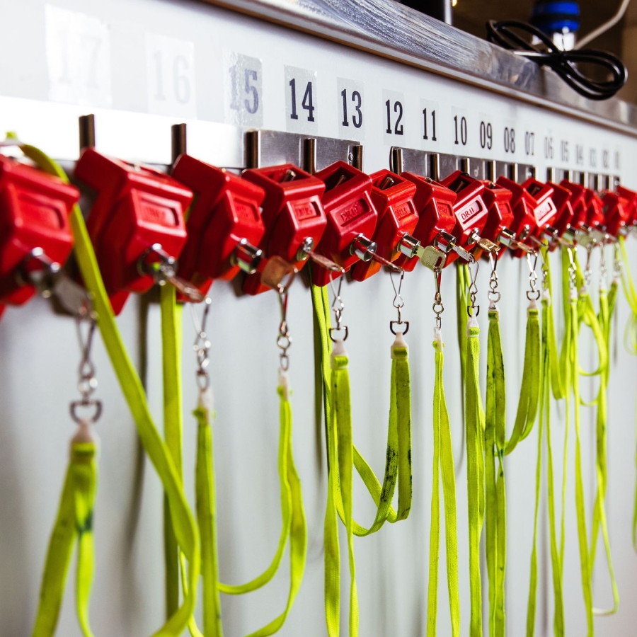 Airsun Express safety gear hanging on a wall